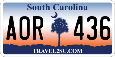 SC license plate AOR436