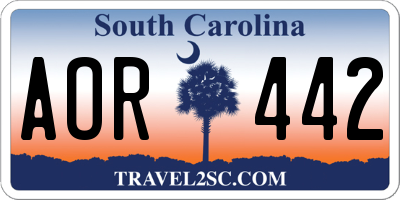 SC license plate AOR442