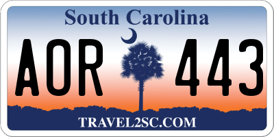 SC license plate AOR443