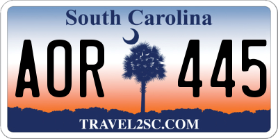 SC license plate AOR445