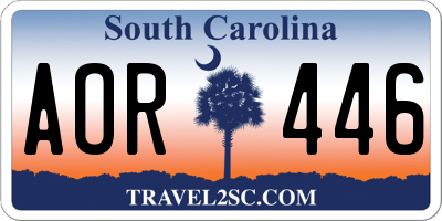 SC license plate AOR446