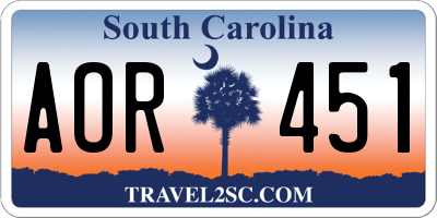 SC license plate AOR451