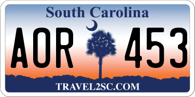 SC license plate AOR453
