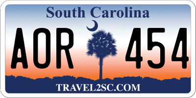 SC license plate AOR454