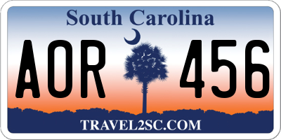 SC license plate AOR456