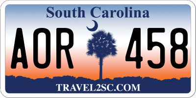 SC license plate AOR458