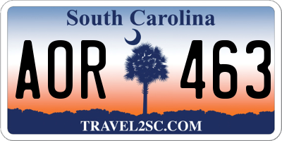 SC license plate AOR463