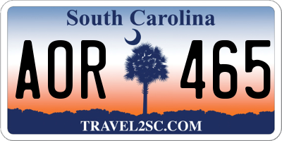 SC license plate AOR465
