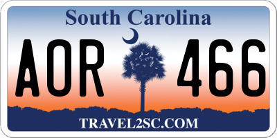 SC license plate AOR466