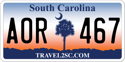SC license plate AOR467
