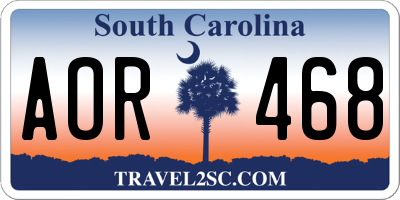 SC license plate AOR468