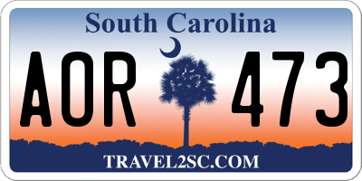 SC license plate AOR473