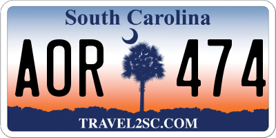 SC license plate AOR474