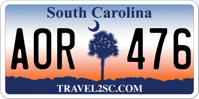 SC license plate AOR476