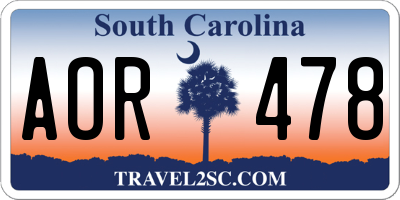 SC license plate AOR478