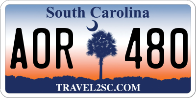 SC license plate AOR480