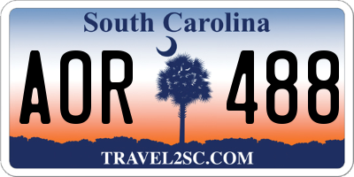 SC license plate AOR488