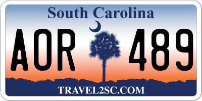 SC license plate AOR489