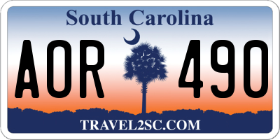 SC license plate AOR490