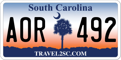 SC license plate AOR492