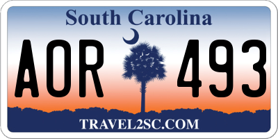 SC license plate AOR493