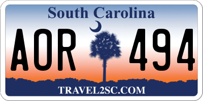 SC license plate AOR494