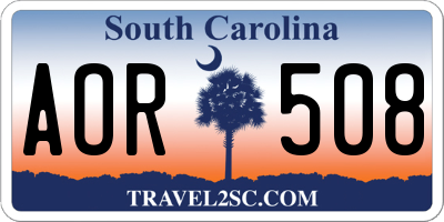 SC license plate AOR508