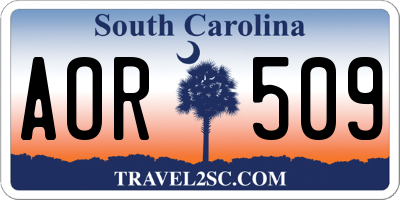 SC license plate AOR509
