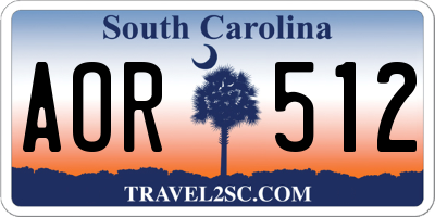 SC license plate AOR512