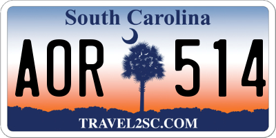 SC license plate AOR514