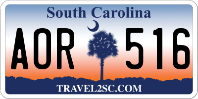 SC license plate AOR516