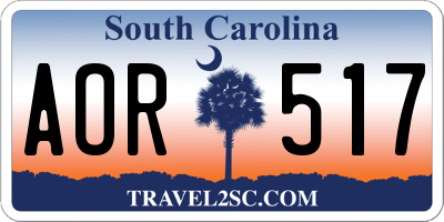 SC license plate AOR517