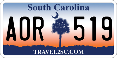 SC license plate AOR519