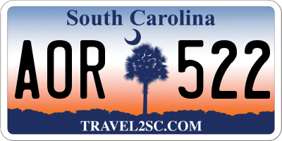 SC license plate AOR522