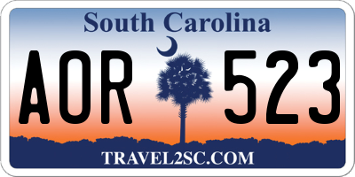 SC license plate AOR523
