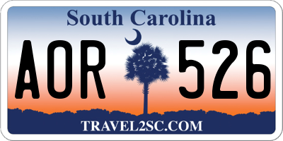 SC license plate AOR526