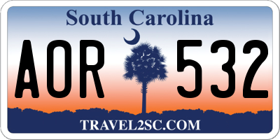 SC license plate AOR532