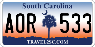 SC license plate AOR533