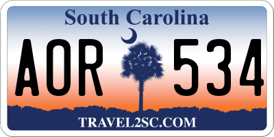 SC license plate AOR534