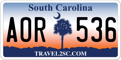 SC license plate AOR536