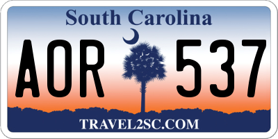 SC license plate AOR537