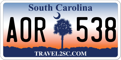 SC license plate AOR538