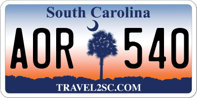 SC license plate AOR540