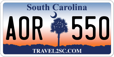 SC license plate AOR550
