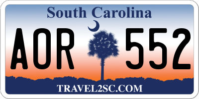SC license plate AOR552