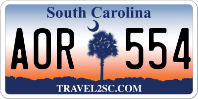 SC license plate AOR554