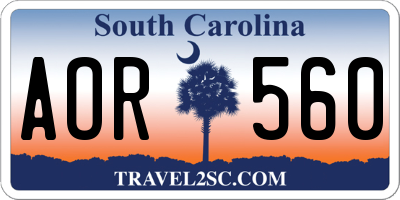 SC license plate AOR560