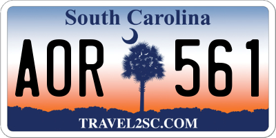 SC license plate AOR561
