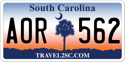 SC license plate AOR562