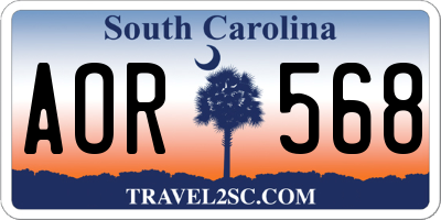 SC license plate AOR568